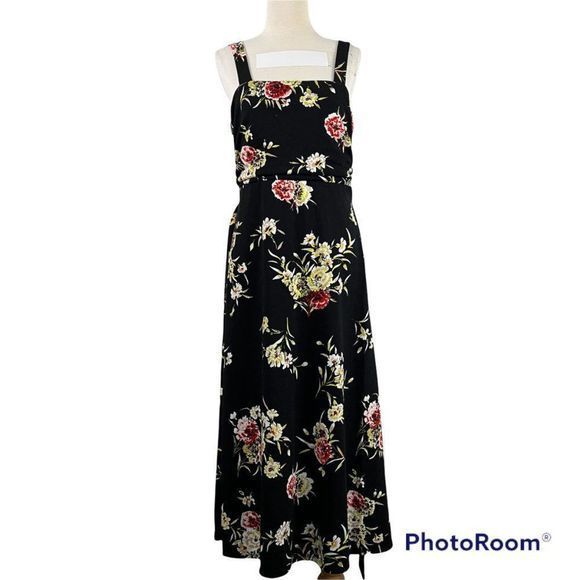 NWT FOURTEENTH PLACE Black Tropical Floral Sleeveless Dress (M) - Picture 9 of 9